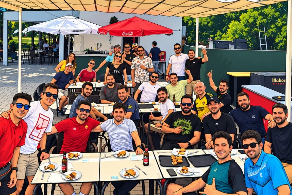 Jugadores de La Banda del Pádel reunidos en las pistas